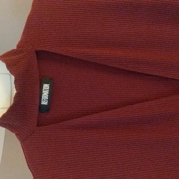 Reformation dress turtleneck deep v cutout long sleeve - Picture 2 of 8